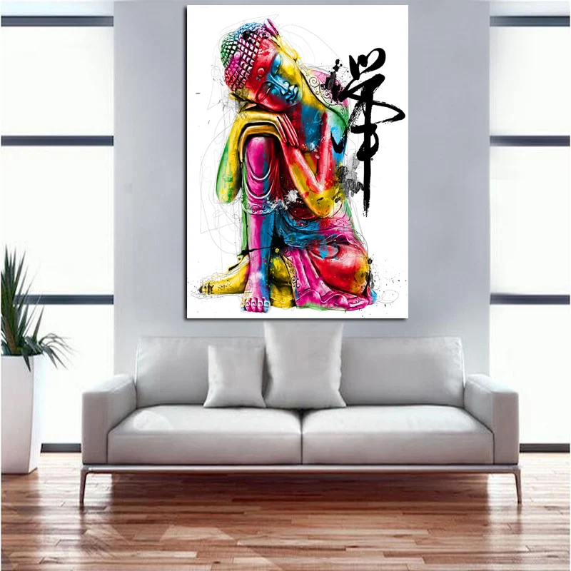 HD Print Paintings ZEN Style Sleeping Buddha Canvas Art Painting Prints Buddha Oil Painting for Living Room and Bedroom No Frame