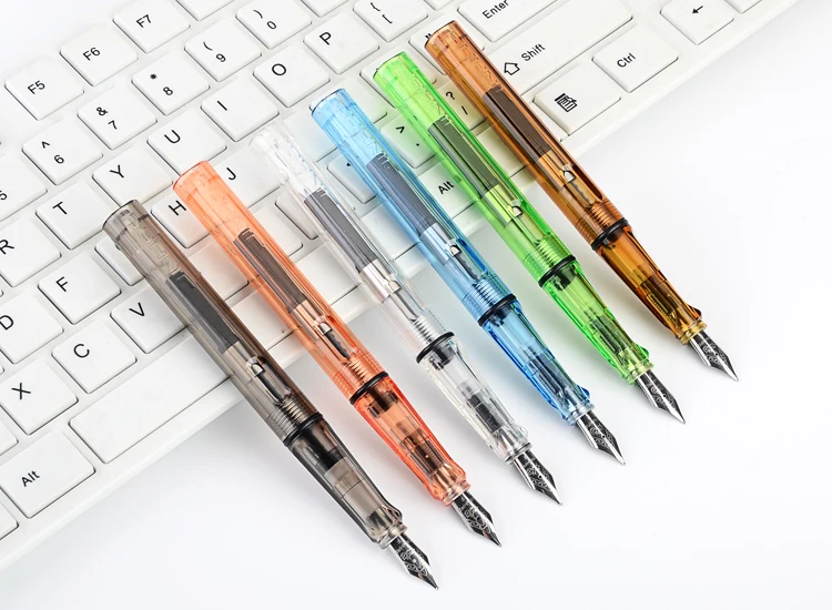 Jinhao 599, прозрачный, 6 цветов, Студенческая авторучка, для школы, офиса, бизнеса, каллиграфия, чернильные ручки, канцелярские принадлежности