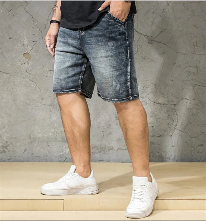 Японский бренд, большие размеры, джинсовые шорты, мужские летние свободные Стрейчевые шорты, джинсы для мужчин, размер 30-42, 44, 46