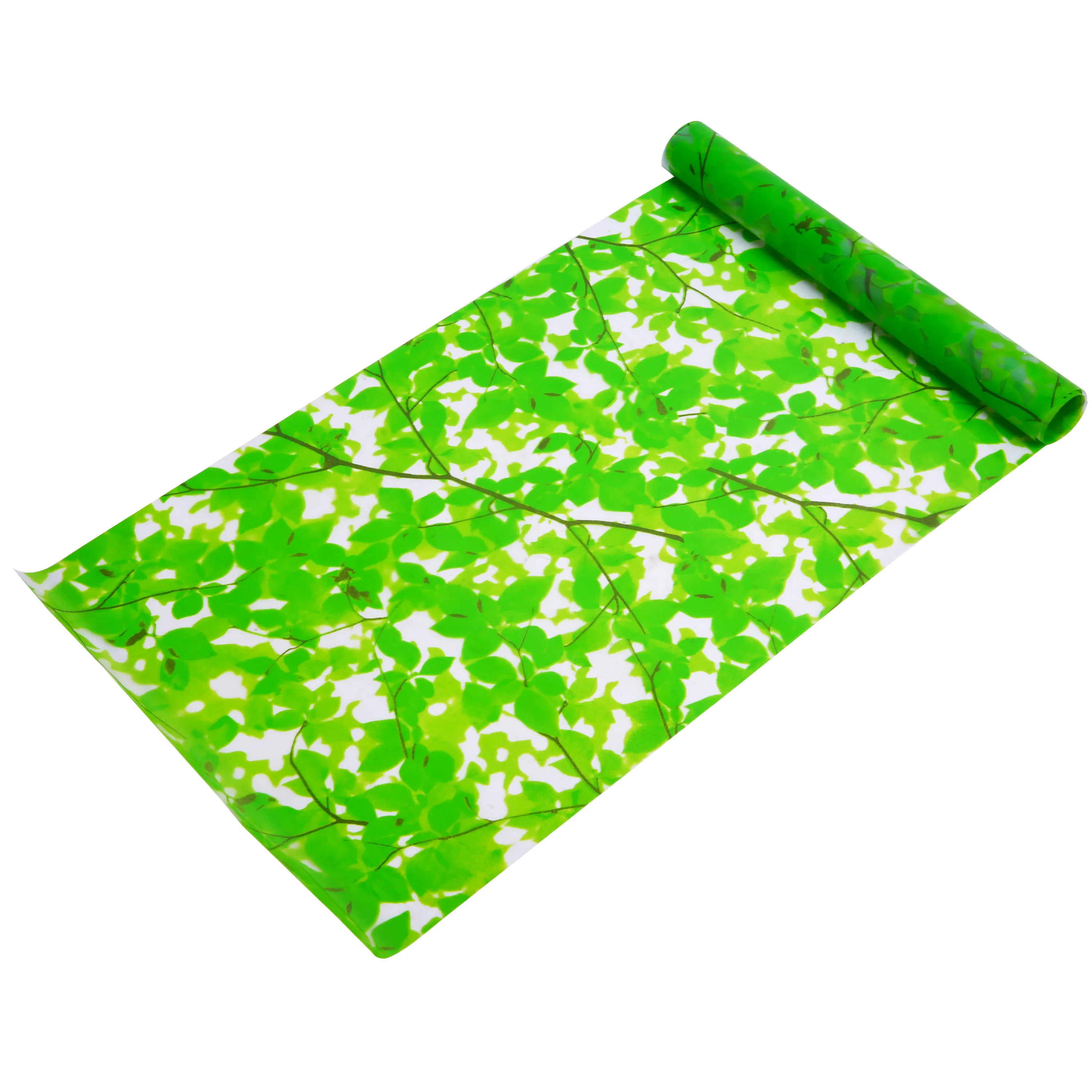45*200cm Adhesive Green Leaves Window Film Privacy Glass Frosted Window Sticker For Home Decorations