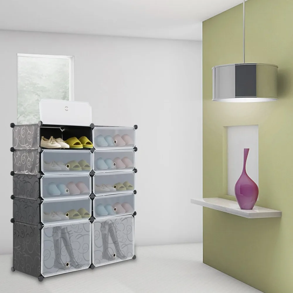 

Newest 5 Layers Dust-proof DIY Shoe Rack Interlocking Closet Wardrobe Standing Storage Organiser DIY Plastic Storage Wardrobe