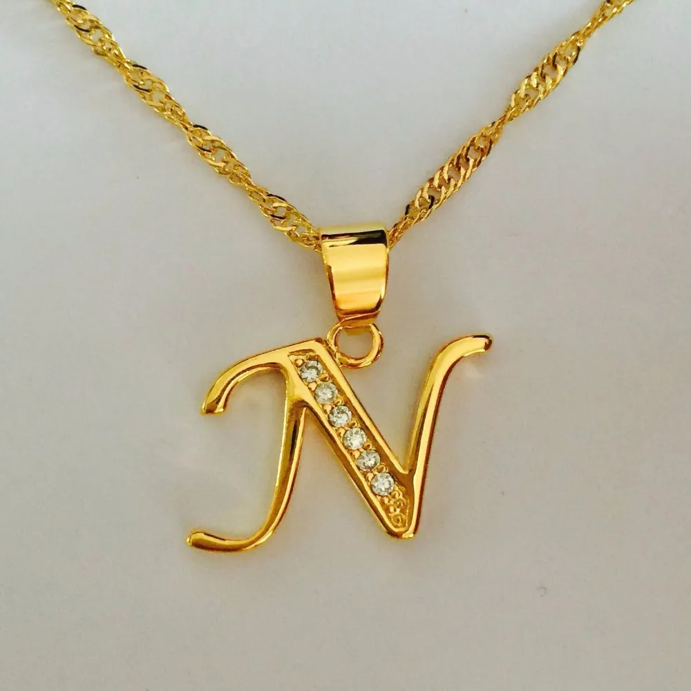 Letter A B C D E F G H I J K L M N O P Q I S T U V W X Y Z Gold Pendant