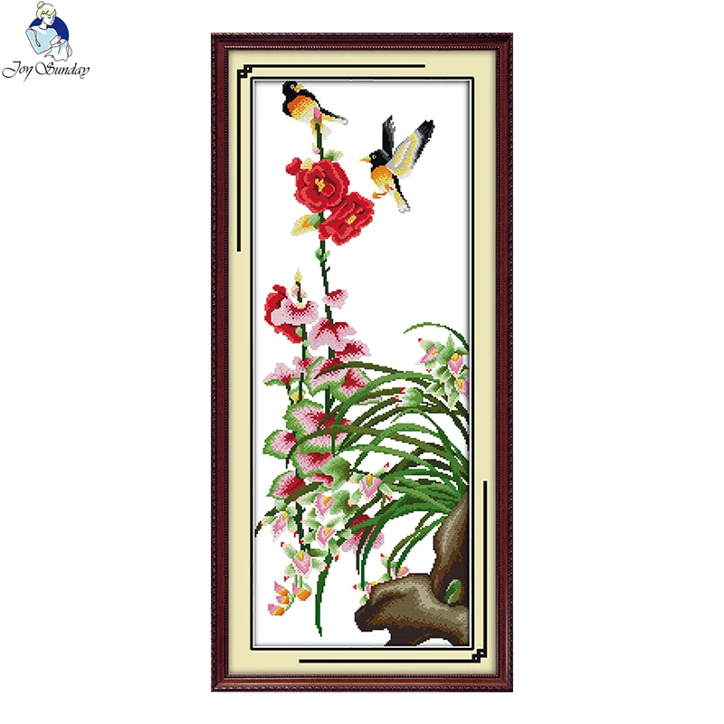 Plum Orchid Bamboo Chrysanthemum Cross Stitch Kits 11CT Printed Fabric 14CT Counted Canvas DIY Chinese Embroidery Needlework