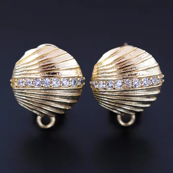 

Micro Pave CZ Clip Back Hanging Earrings Connector Linkers Shell Base Creative Gold Silver Findings for Women Statement Earrings