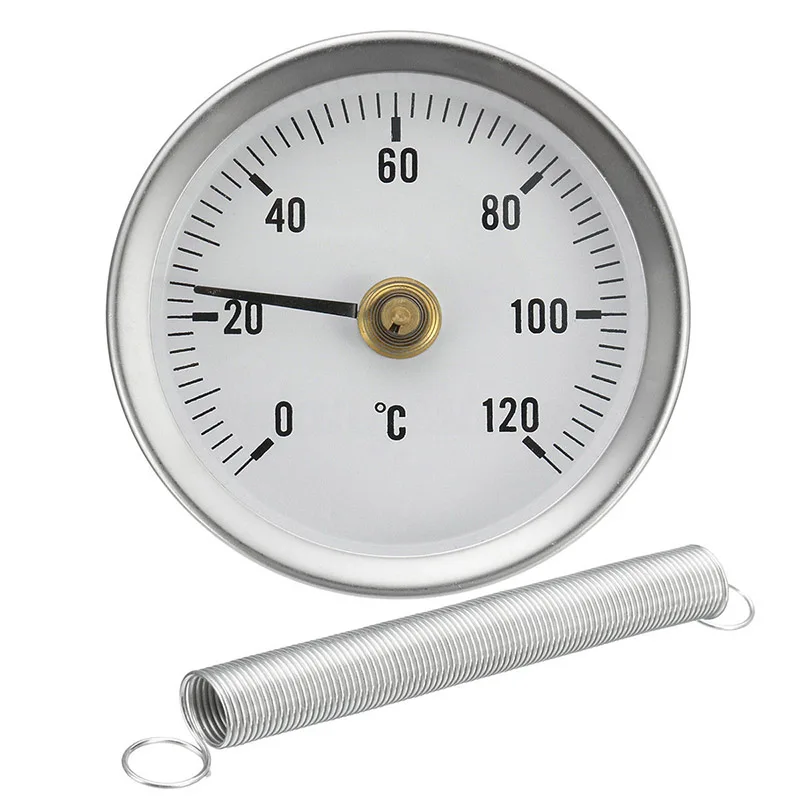 63MM 0 120 Centigrade Clip On Pipe Dial Thermometer Metal Thermometer