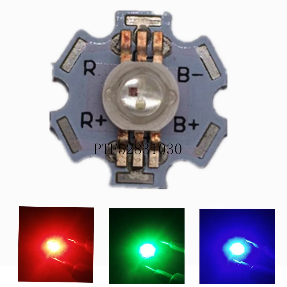 

10pcs 3W RGB Color High Power LED Chip Light 6Pins 6pin with 20mm White Aluminum PCB for RGB LED Lamp