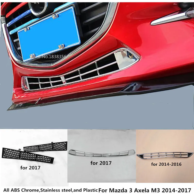 For Mazda 3 Axela M3 2014 2015 2016 2017 Car cover stick detector ABS chrome trim Front bottom racing Grid Grill Grille frame For Mazda 3 Axela M3 2014 2015 2016 2017 Car cover stick detector ABS chrome trim Front bottom racing Grid Grill Grille frame