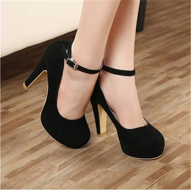 2017 new woman Pumps autumn thick heel shoes ol high