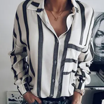 

Fashion Women Shirts Striped Long Sleeve Loose Blouse Casual Shirt Summer Tops New Arrival Women Clothes