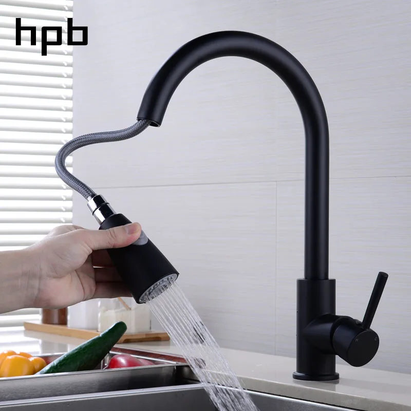 HPB кухонный кран выдвижной лакированный смеситель для раковины с одной ручкой на