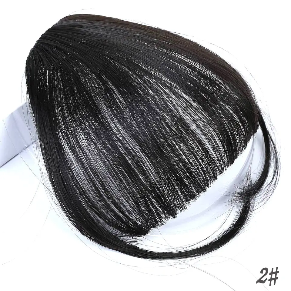 AOSIWIG Fake Long Blunt Bangs Hair Extension Synthetic False Hair piece Natural Fake Hair Bangs for Women High Temperature Fiber