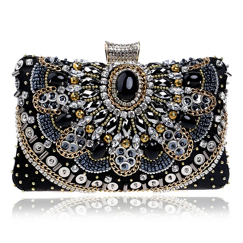 Luxury Diamonds Women Evening Bags Rhinestones Small Handbags Retro Crystal Day Clutches Chain Shoulder Bags Lady