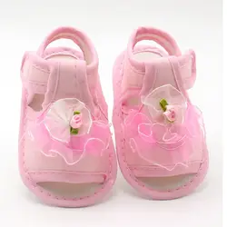 Розовый, белый, красный для маленьких девочек кружевные цветы сандалии из хлопчатобумажной ткани женские сандалии летние босоножки