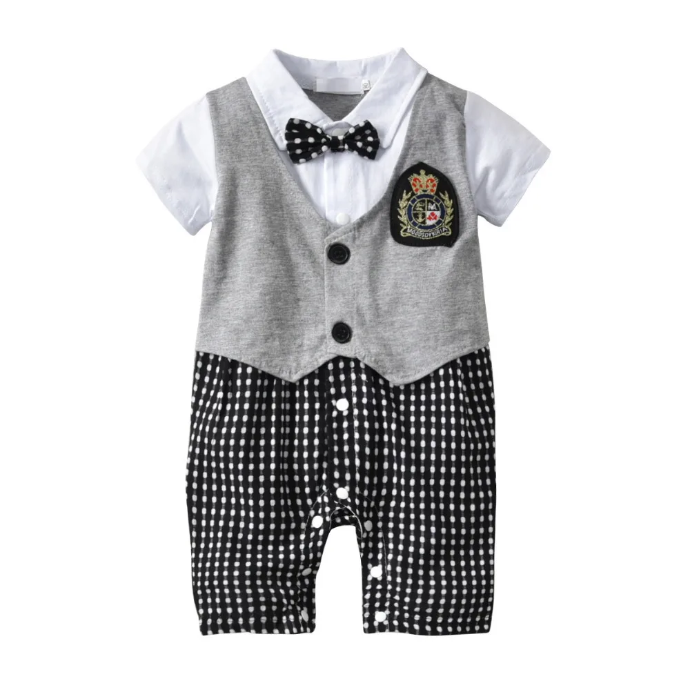 

Summer Cotton Short Sleeved Newborn Baby Clothing Polka Dot Baby Boys Rompers For 6-24 Months