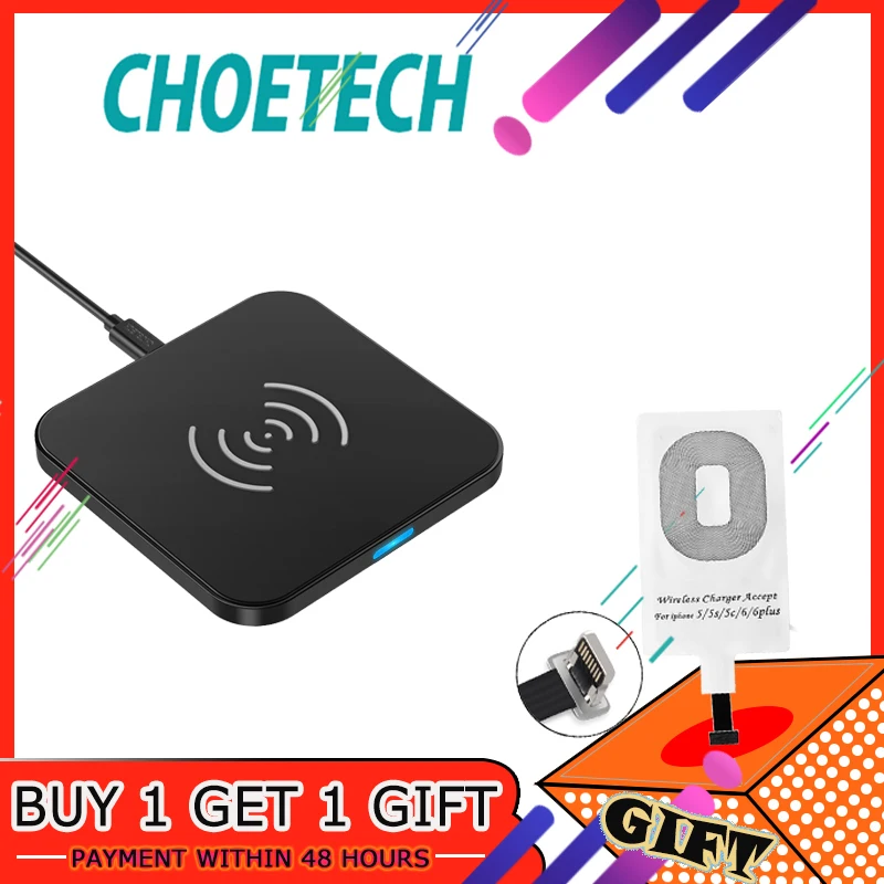 

CHOETECH Anti-Slip Rubber Wireless Charger 7.5W Qi Charging Pad With Micro USB Cable For Galaxy S7 Edge/S6 Edge/For Nexus 4/5/6