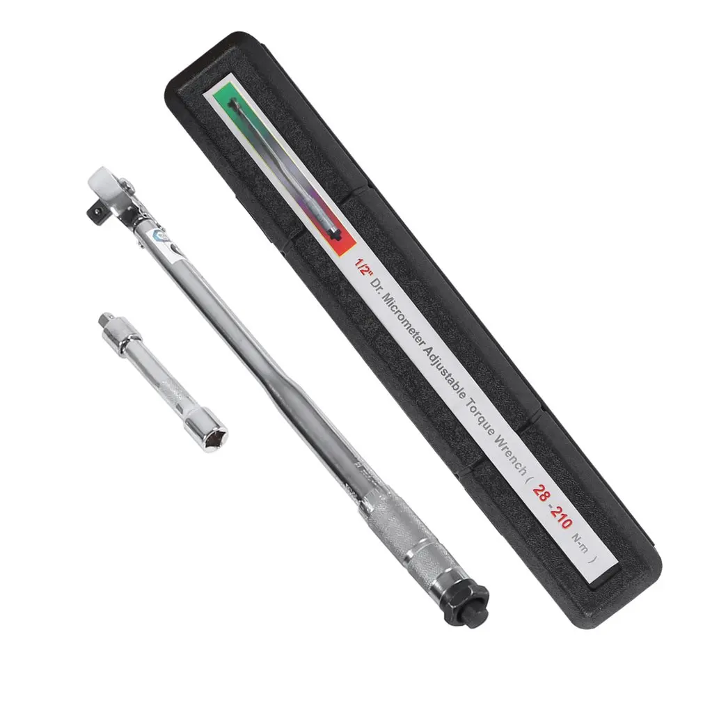 

1/2inch Drive Click Adjustable Torque Wrench Ratchet With 3/8inch Adapter Extension Bar Car Bicycles Repair Tool
