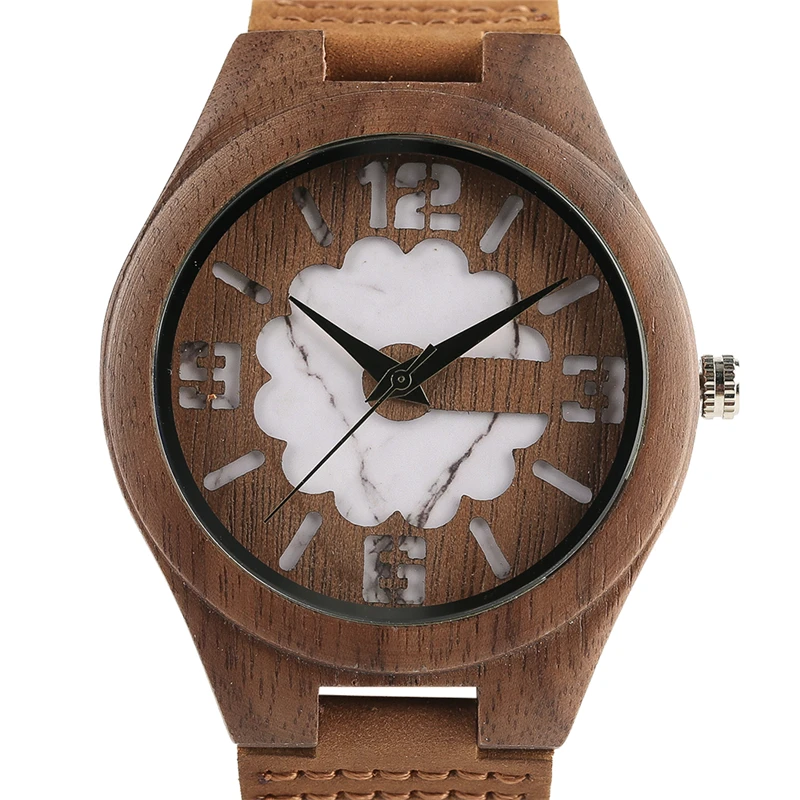 

Fashion Creative Mable Jade Hollow Handmade Wooden Men Women Wristwatch Green White Natural Watches Quartz Clock