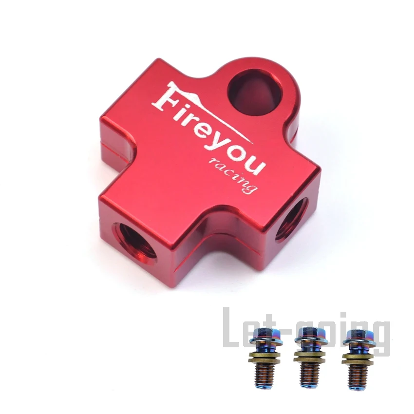 Motorcycle Brake Hose AVT Brake Hose Connector Adapter 3 Way Hydraulic Pipe Connect Tee Coupling Tubes Adapter Bracket M10 Banjo Oil Link