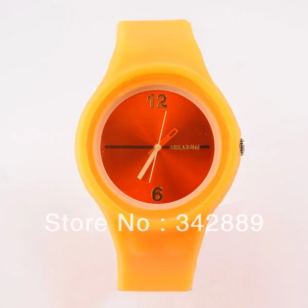 Women Men's Rubber Silicone Gel Quartz Jelly Candy Wrist Watch Orange | Наручные часы