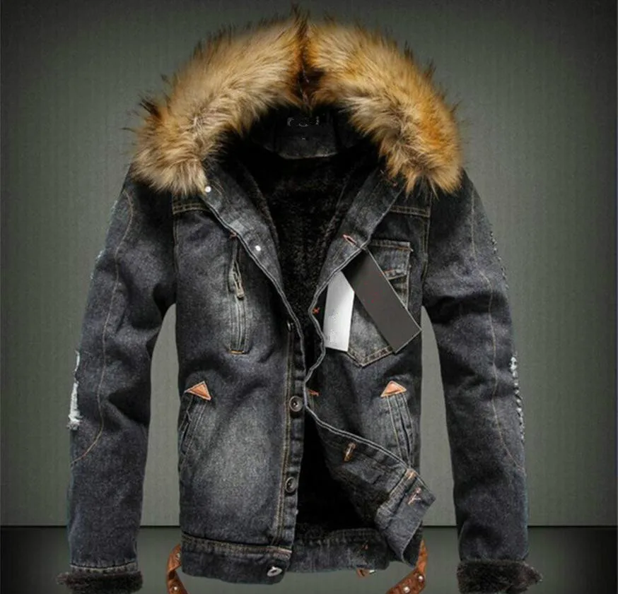 Mode Pure De Chaud D'hiver Lourds Col Cowboy Cheveux Noir Ajoutée À Garder Veste Casual Slim Fit Color Manteau bleu La Au Denim Chaleur Nk8Xn0OwP