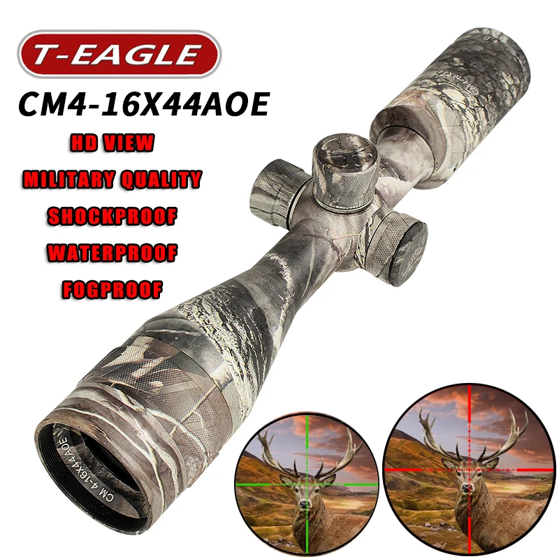Горячая новинка T Eagle CM4 16x44AOE тактический прицел AirRifle снайперская Оптика прицел камуфляж HD R/G охотничьи прицелы|Оптические прицелы| | АлиЭкспресс