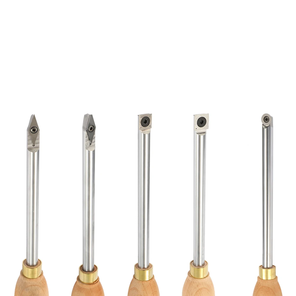 

5 PCS Alloy Steel Lathe Chisel Wood Turning Tool With Wood Handle and Wood Carbide Inserts Woodworking Tool High Quality