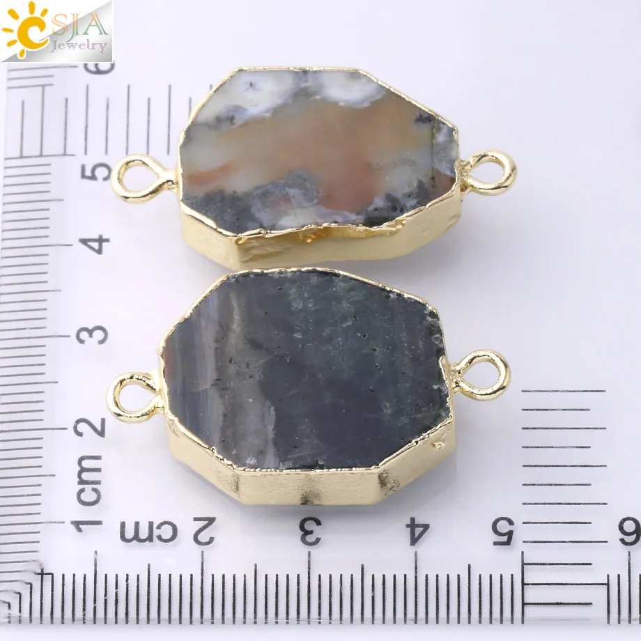 Natural Opalite Faceted pendant Bracelet Charm Connector Gold Connector diy