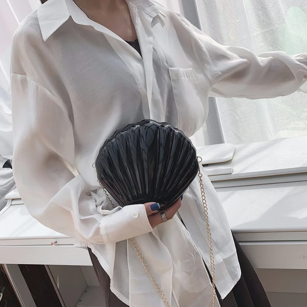 جديد أزياء العلامة التجارية Crossbody حقيبة تصميم الحلو قذيفة سلسلة حقيبة كتف حقيبة صغيرة الفتاة حقيبة ساعي يد