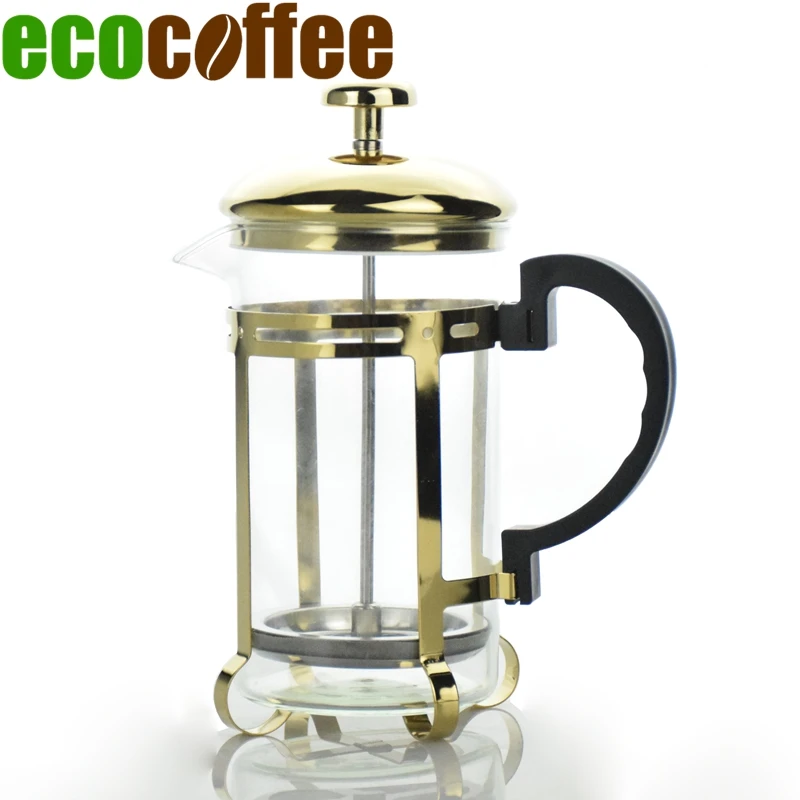 Эко кофе бытовой пресс для кофе чай Плунжер 350/600 мл 304 сито из нержавеющей стали золото сливери термостойкий стеклянный кофейник