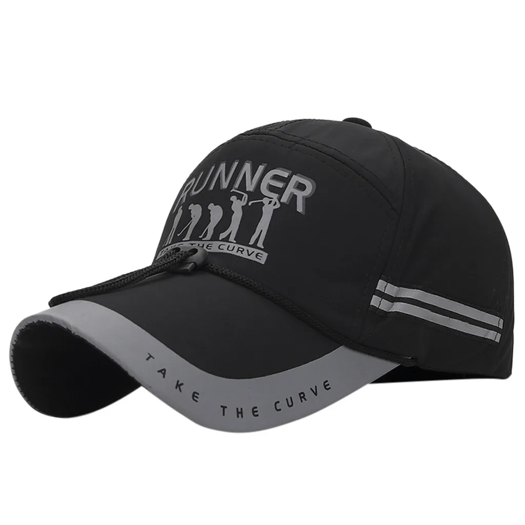 Sports Cap Mens Hat for Fish Outdoor Fashion Line Baseball Cap Long Visor Brim Shade Snapback Sun Hat