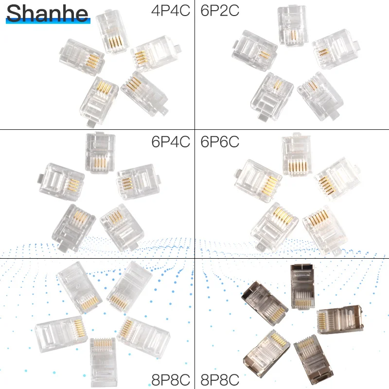 10 шт. RJ9 4P4C RJ11 6P2C 6P4C 6P6C RJ45 8P8C телефон Интернет модульный разъем Jack, RJ11 разъем RJ11 - Цвет: Mixed