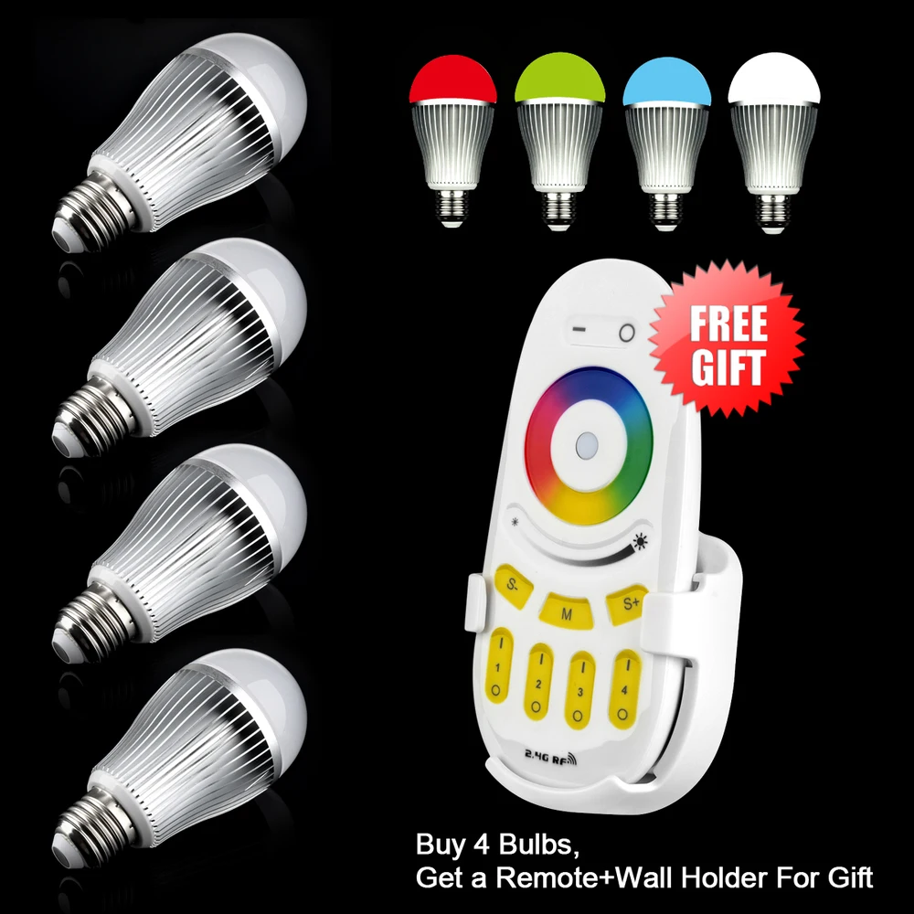 

Smart Home Illumination 4x 2.4G Wireless 9W Mi.light E27 LED Bulb RGBW Warm White Smart Lighting + 1x Touch Remote for Pub Shop