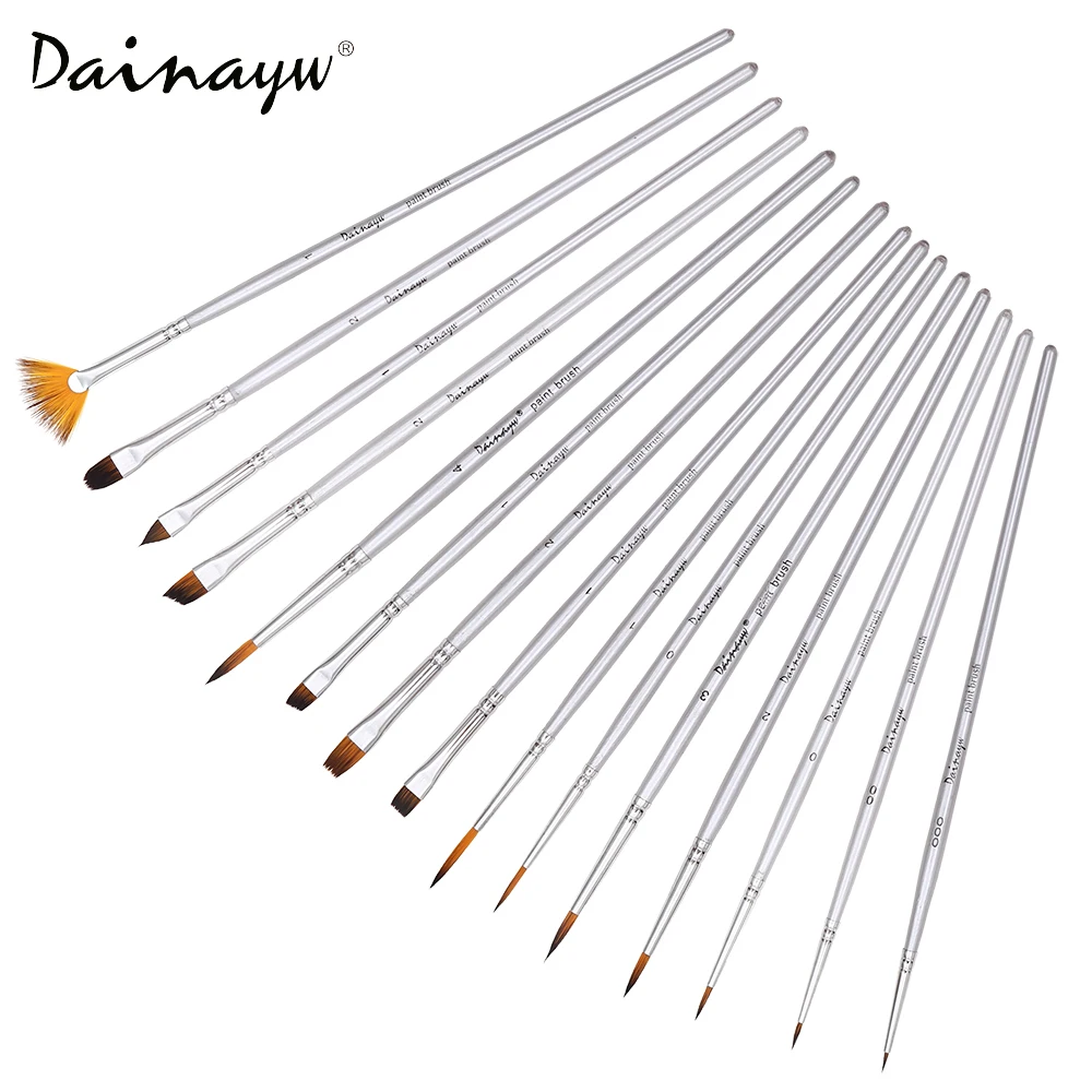 

High quality 15pcs/set Nylon Hair Wooden Handle Paint Brush Set For Art School Watercolor Acrylic Painting Supplies