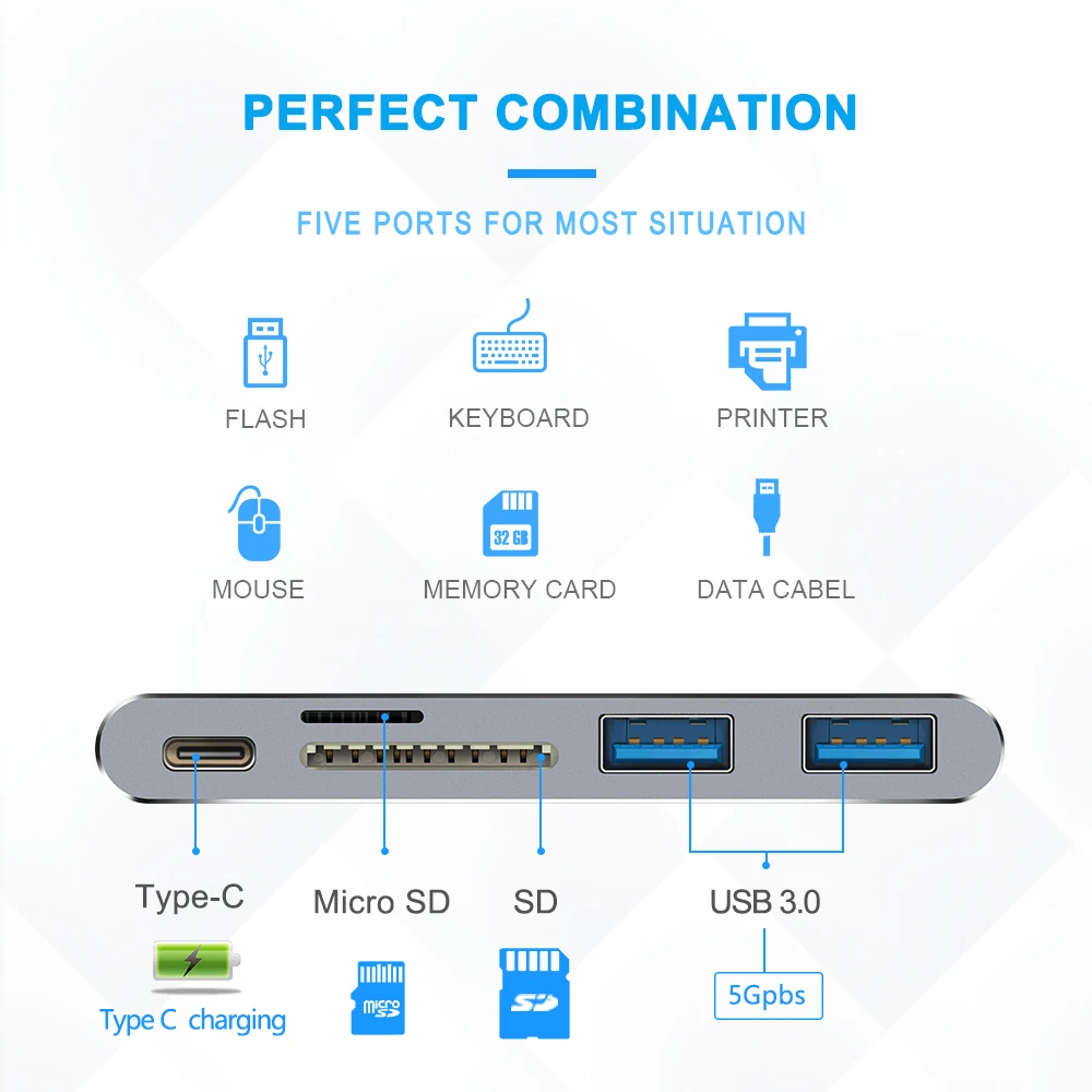 Usb адаптер Rocketek с разъемом usb type c 3 0 разделитель интерфейса питания устройство для