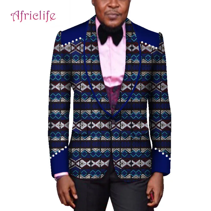 Модный Африканский принт Мужской Блейзер ручной работы Африканский мужской модный костюм пиджак Свадебные/вечерние блейзер мужская африканская одежда wyn707 - Цвет: 7