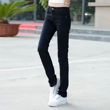 Горячая Распродажа джинсовые штаны модные женские узкие джинсы со средней талией женские весенние черные прямые джинсы Pantalones Mujer