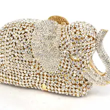 Новейшие дизайнерские животных Слон клатч Сумки роскошный кристалл алмаза Вечерние сумки дамы партии кошелек Hardcase партия рук Сумки 88600