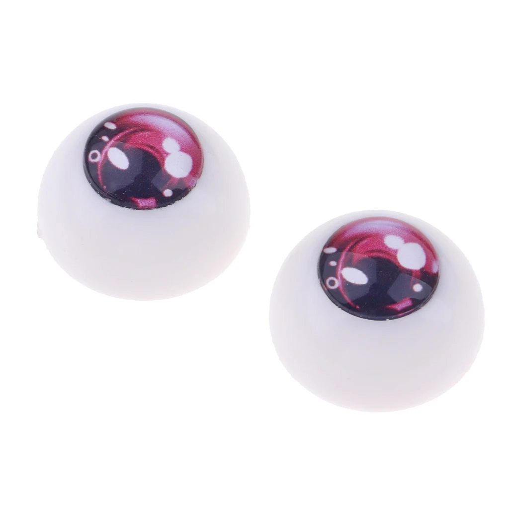 18mm Safety Eyes Acrylic Eyes for 1/3 BJD Dolls Bears Animal DIY Making - Pink Iris and Black Pupil
