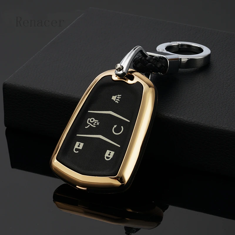 

Luminous effect Alloy Rubber Car Key Case Cover Shell Holder For Cadillac CTS ATS 28T CTS-V Coupe SRX Escalade SRX ATSL XTS 2015