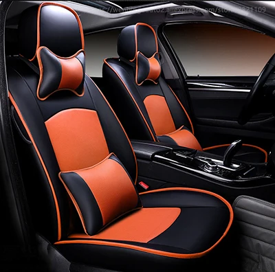 Специальный кожаный чехлы для сидений автомобиля Audi A6L R8 Q3 Q5 Q7 S4 RS Quattro A1 A2 A3 A4 A5 A6 A7 A8 автомобилей крышка аксессуары - Название цвета: orange have pillow