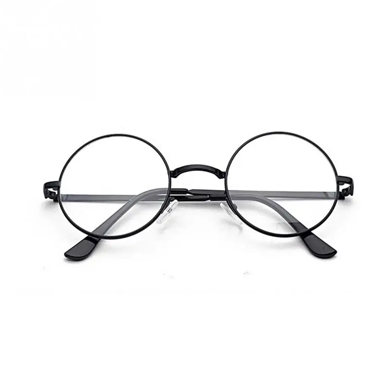 Женские очки, Ретро стиль, круглая металлическая оправа, женские оптические прозрачные очки, унисекс, Harajuku, оправы для очков для мужчин - Цвет оправы: Black