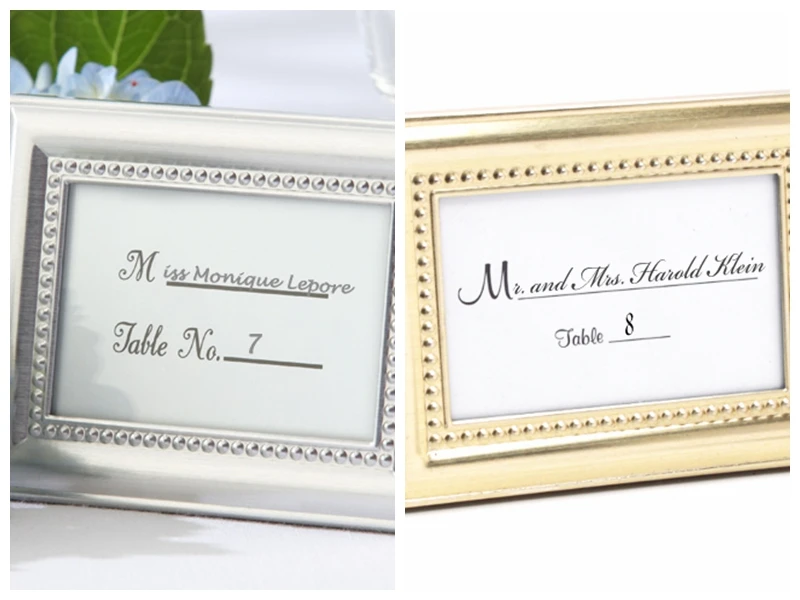 

(10 pieces/lot) Silver Photo Frames Wedding Favors and Gold place card holder For Event and Party Guest Name card holder