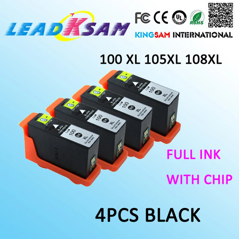 4 шт. Картридж с черными чернилами для lexmark100 100xl 105 105xl 108 108xl S301/302/305/S405/409|Чернильные