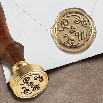 

Personalized Monogram 2-Initial Custom Wax Seal Stamp 1" Die- #508 Amazone Font Duogram with Florals