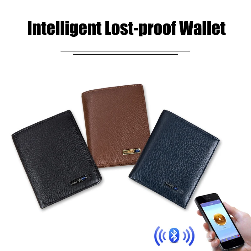 

Smart Anti-Lost Wallet Bluetooth with Alarm Position Record Bifold Leather Purse Popular