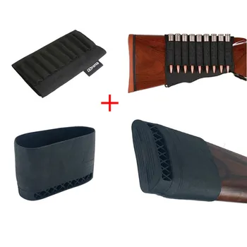 

Tactical Rifle Butt Stock 9 Ammo Holder Cartridges Bullet Pouch Slip-On Rubber Recoil Pad Airsoft Hunting Accessories