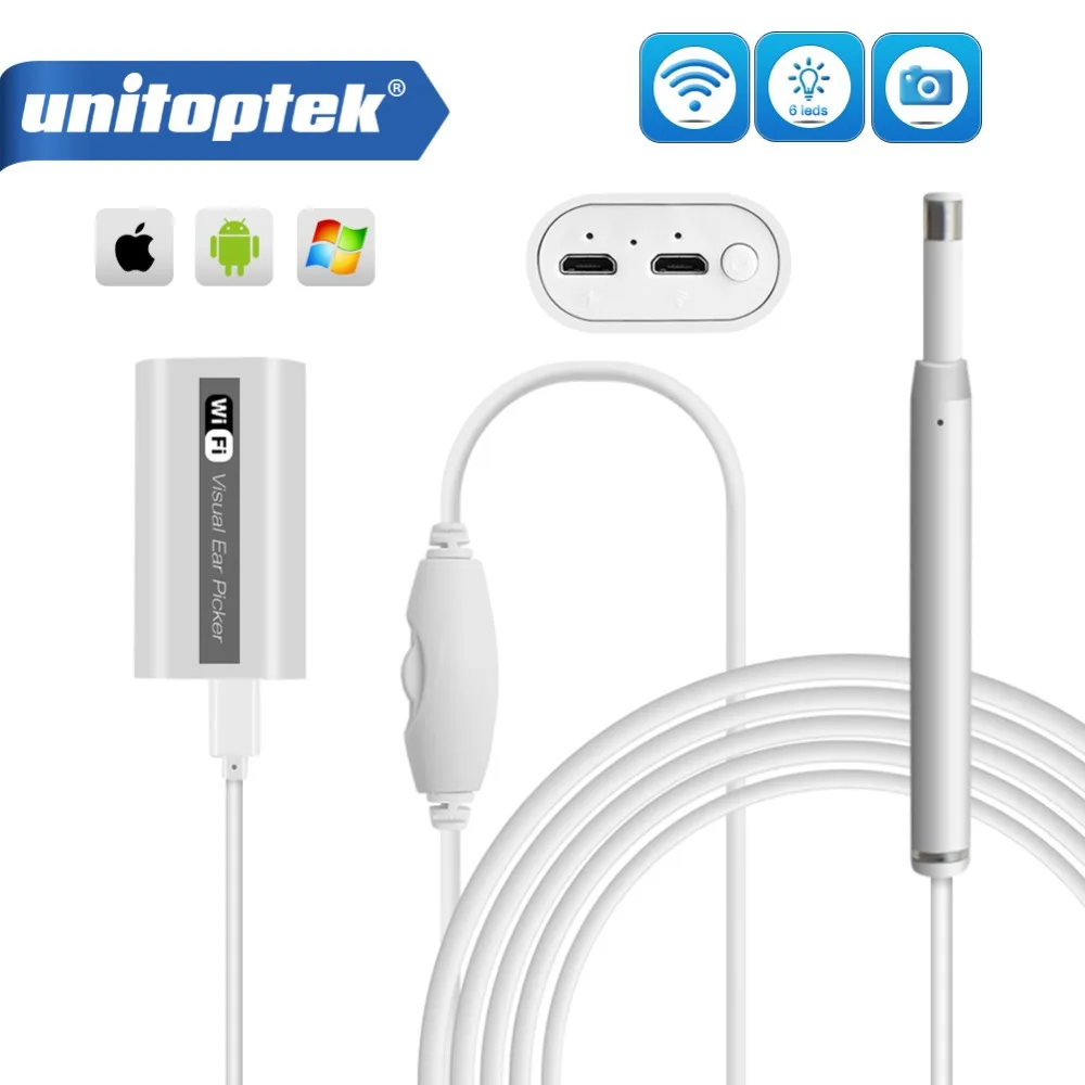

HD 720P Otoscope Mini WiFi Endoscope Camera Multipurpose Inspection Ear Cleaner Borescope iOS / Android / Windows / MAC F170