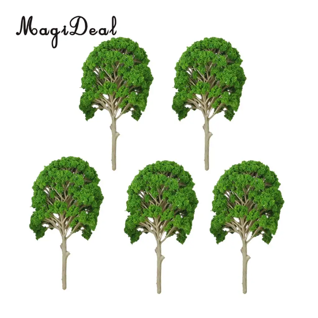 5Pcs Train Track Park Garden Forest Street Architecture Landscape Scenery Green Model Trees Scale 1:50-1:75
