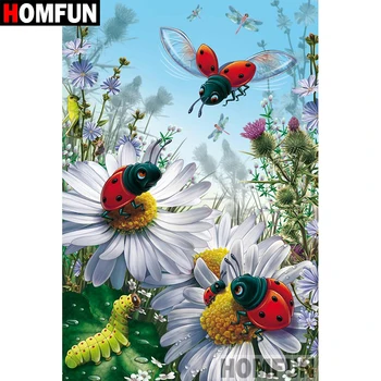 

HOMFUN 5D DIY Diamond Painting Full Square/Round Drill "Ladybug flower " Embroidery Cross Stitch gift Home Decor Gift A08592