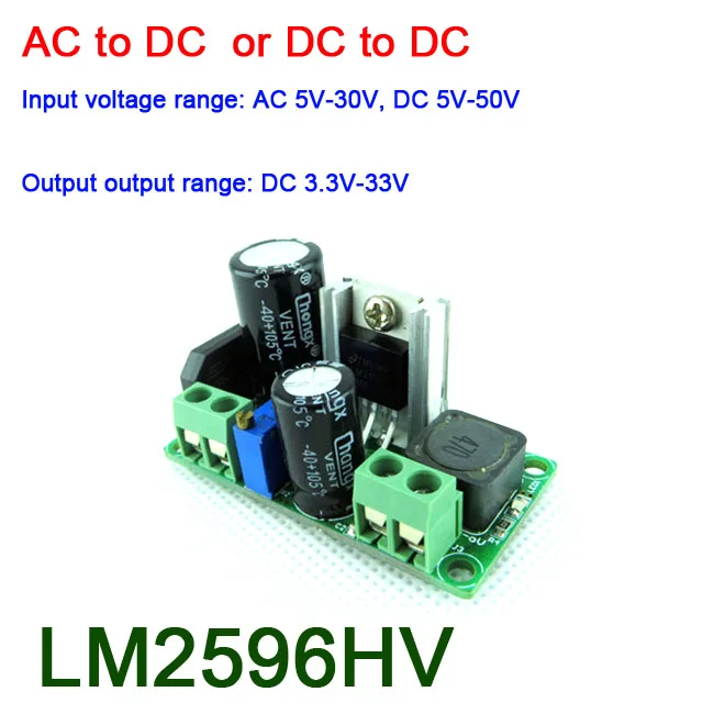 LM2596HV понижающий преобразователь переменного/постоянного тока, модуль питания 3,3 В, 5 В, 6 в, 9 В, 12 В, 19 В, 24 В, регулируемое напряжение